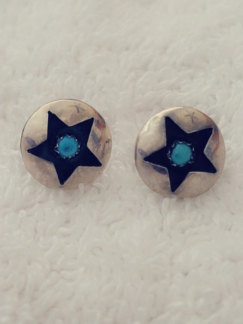 Estate Turquoise Gemstone Earrings Sterling Silver 925